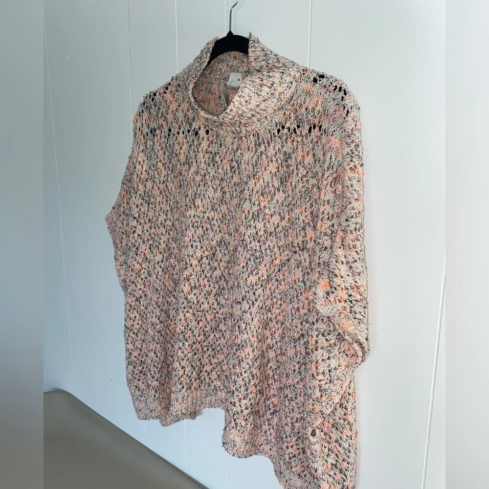 ANTHROPOLOGIE Akemi & Kin Hattie Multi Color Chunky Knit Poncho Sweater OS NWT - Picture 9 of 15